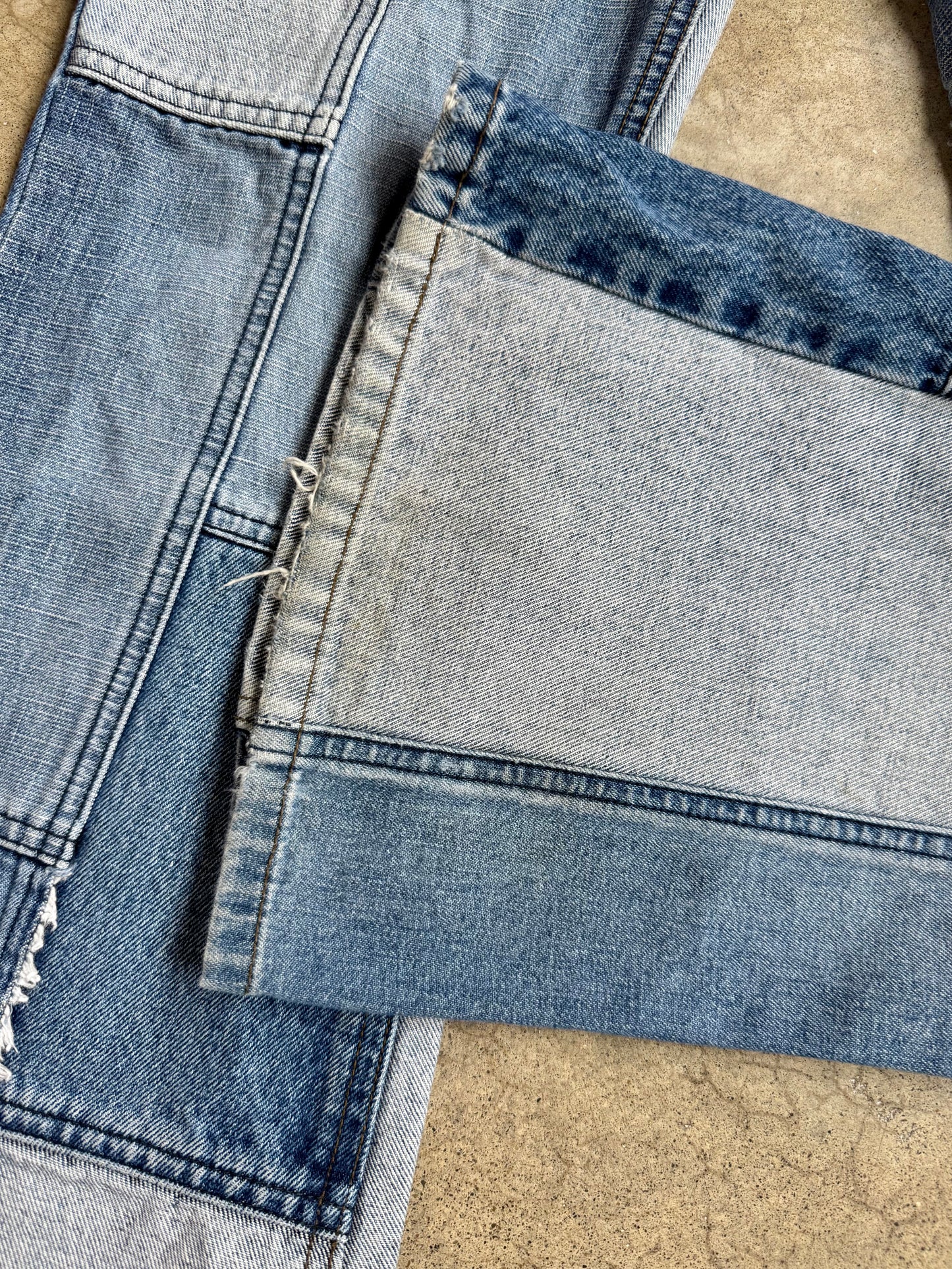 2000s Mudd Denim Patchwork Low-Rise Flare Jeans | S/M