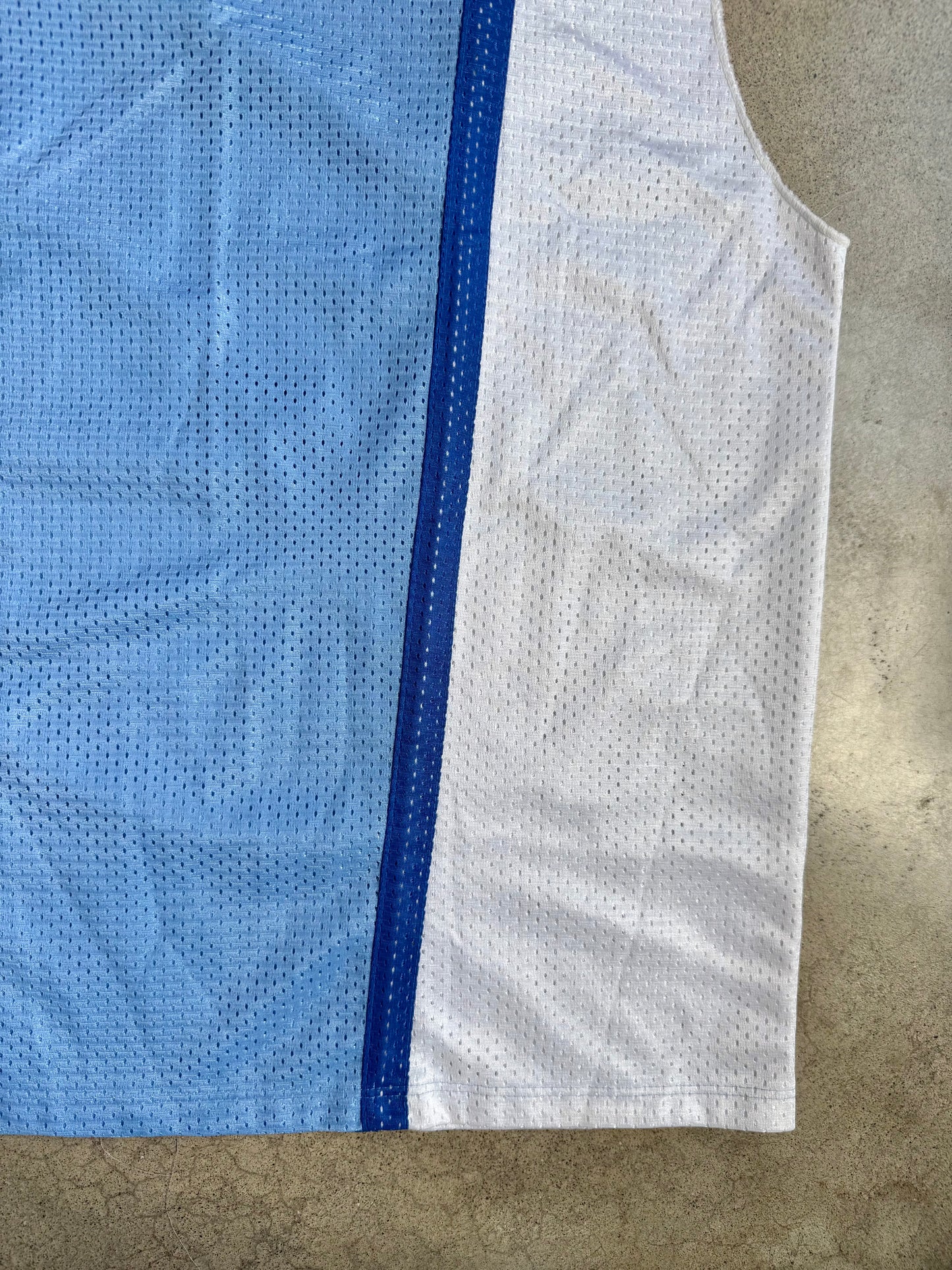 Vintage 1990s Blue & White Athletic Mesh Tank Top | L/XL