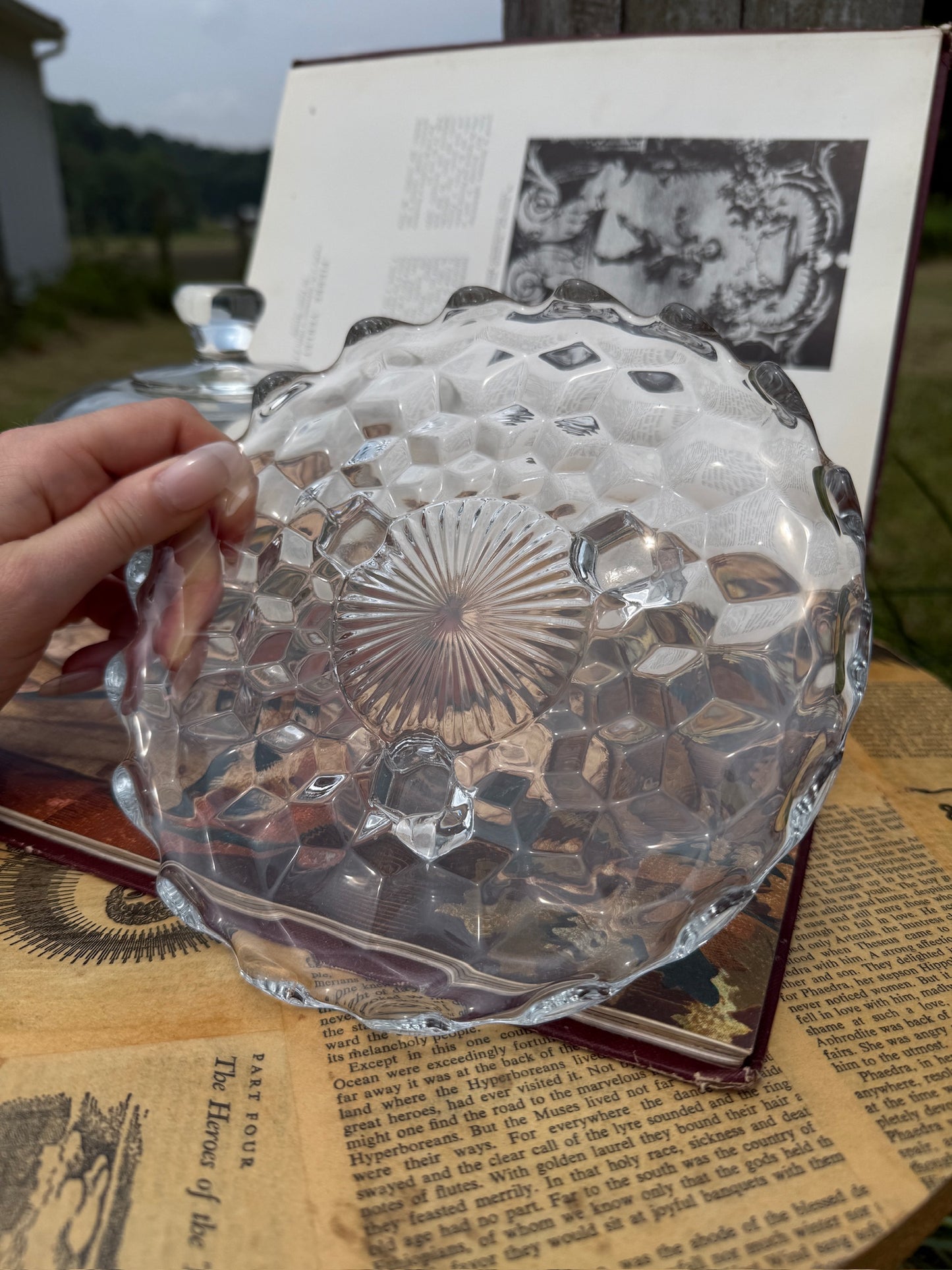 Vintage 1950s Glass Dome Cake Stand