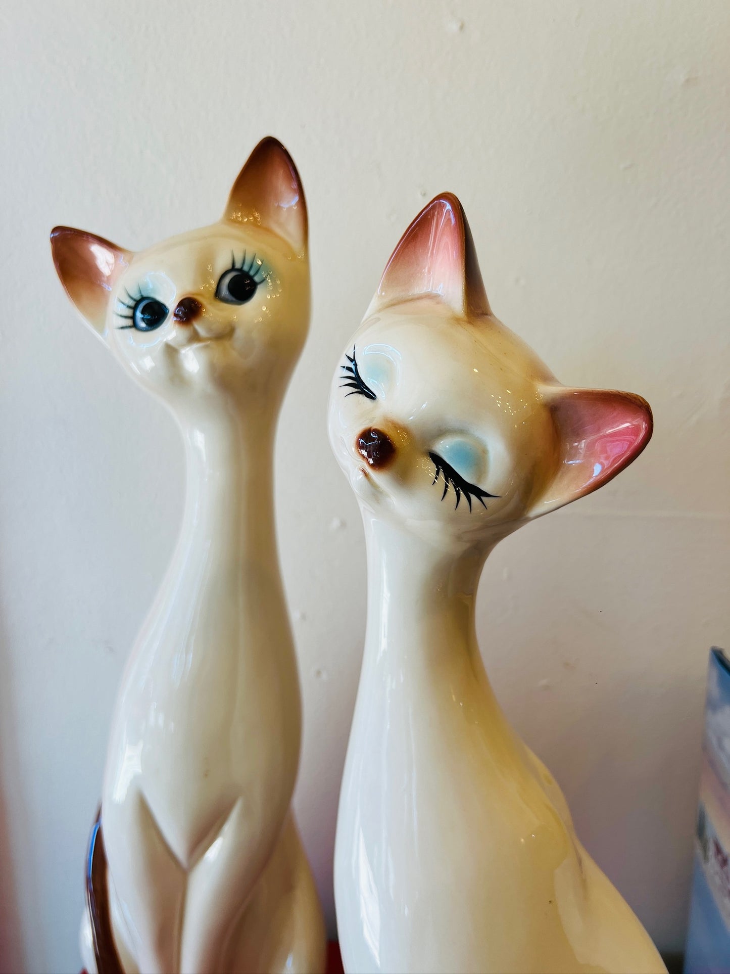 Vintage MCM Ceramic Siamese Cat Statues | Set of Two