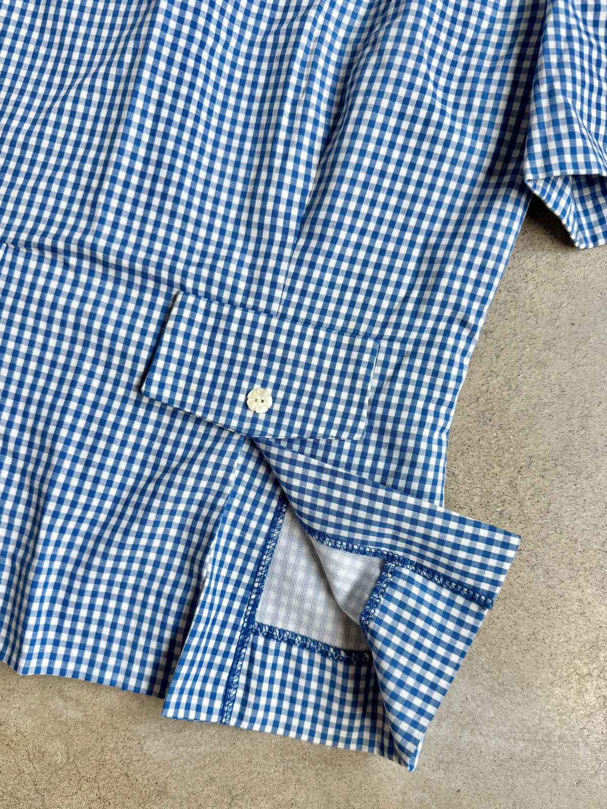 Vintage 1960s Handmade Blue Gingham Two-Piece Skirt Set | XS/S