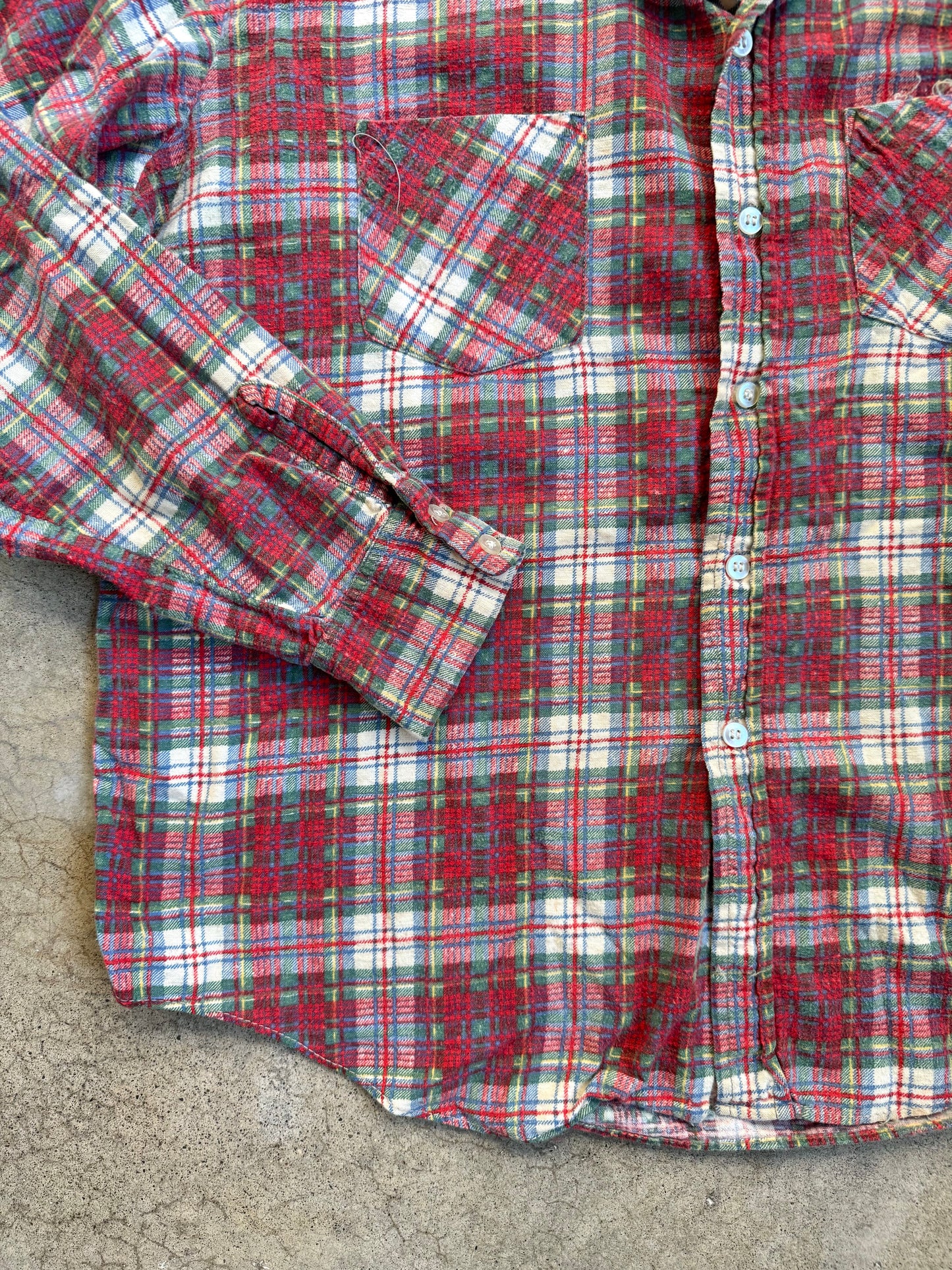 Vintage 1970s Avalanche Distressed Plaid Cotton Flannel Shirt | XL