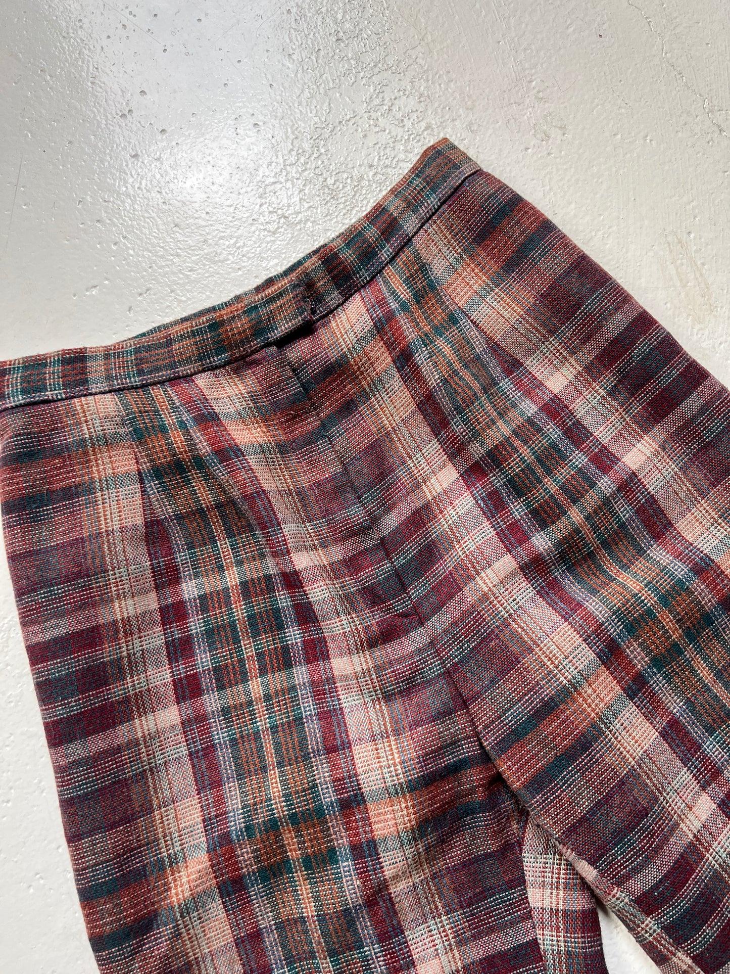 Vintage Dark Plaid High Waisted Wool Pants | Small