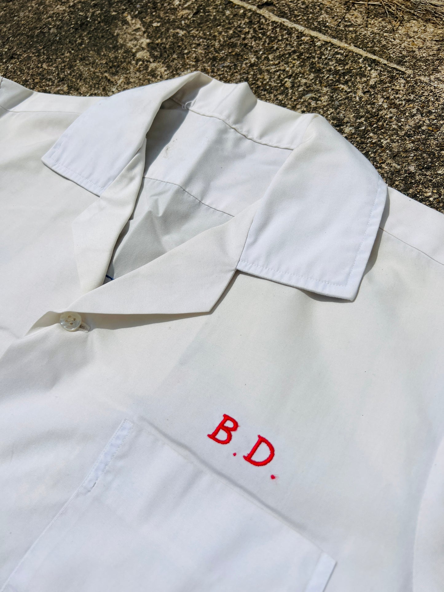 Vintage 1960s B.D. White Embroidered Bowling Shirt