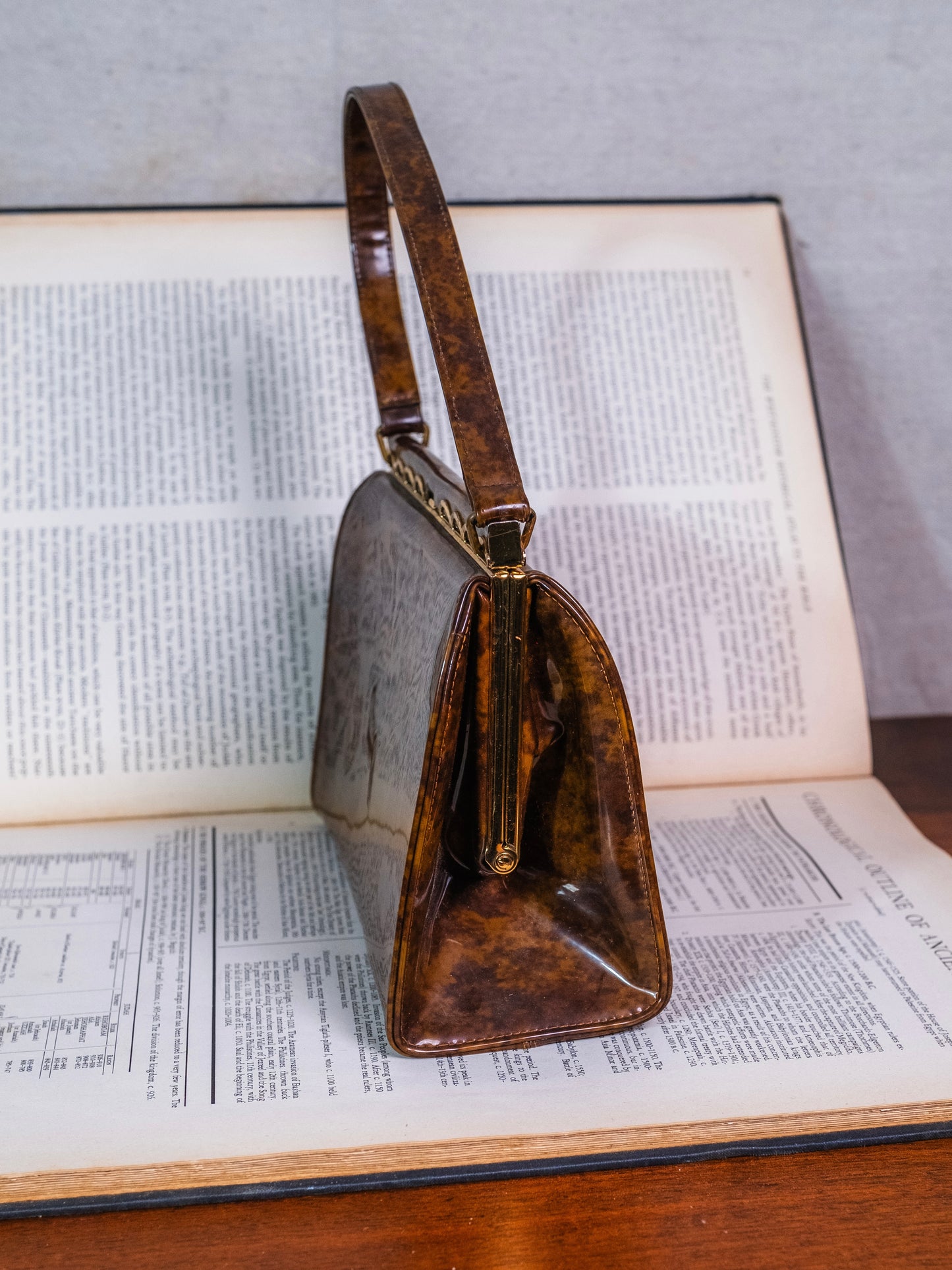 Vintage 1950s Coblentz Patent Leather Tortoiseshell Purse