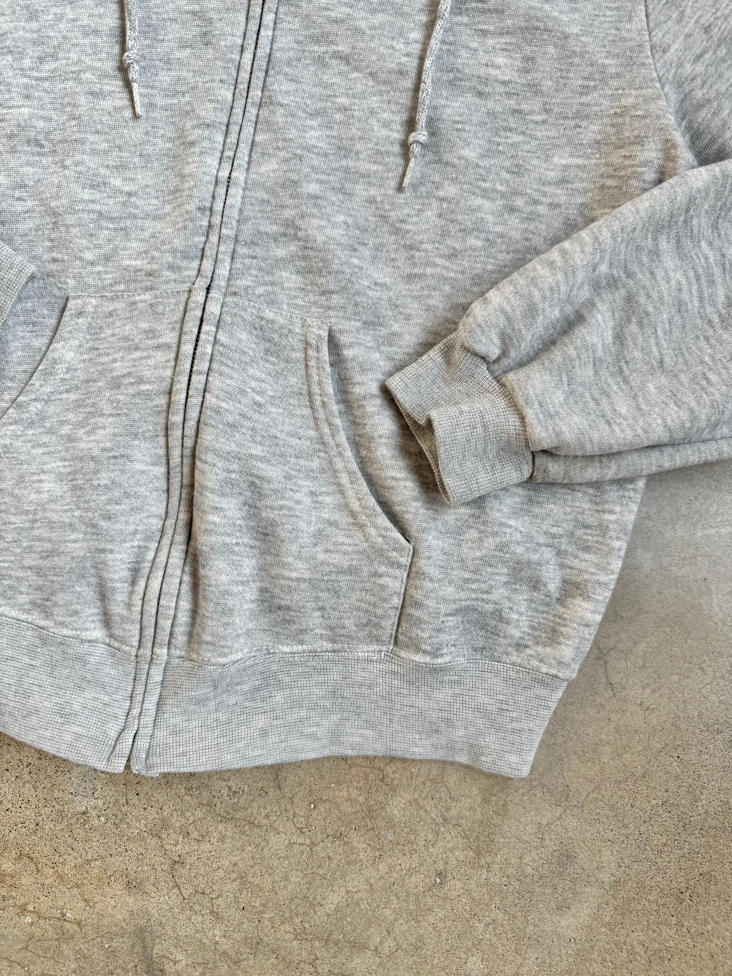 Vintage 1970s Challenger Heather Grey Zip-Up Hoodie | Large