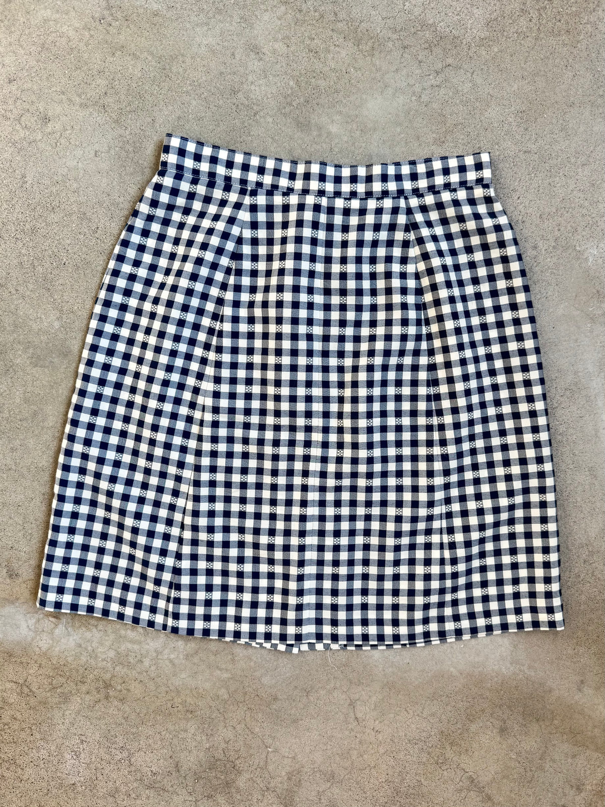 Vintage 1980s/90s Breeches Navy Blue Gingham Button-Front Skirt | Small