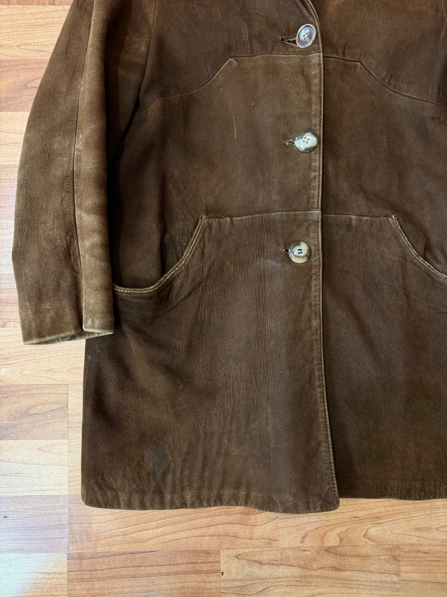 Vintage 1960s Brown Suede Farm Chore Coat | S/M