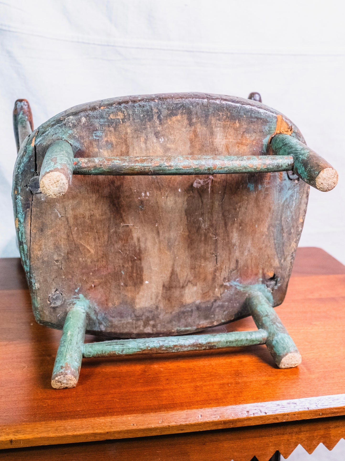 Antique 1700s Primitive Green Windsor Childrens Chair