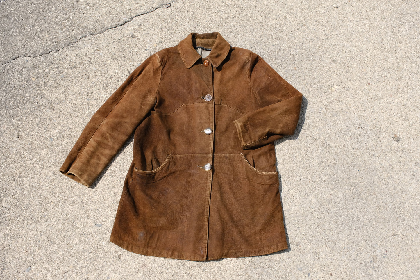 Vintage Leather Farm Coat | Brown