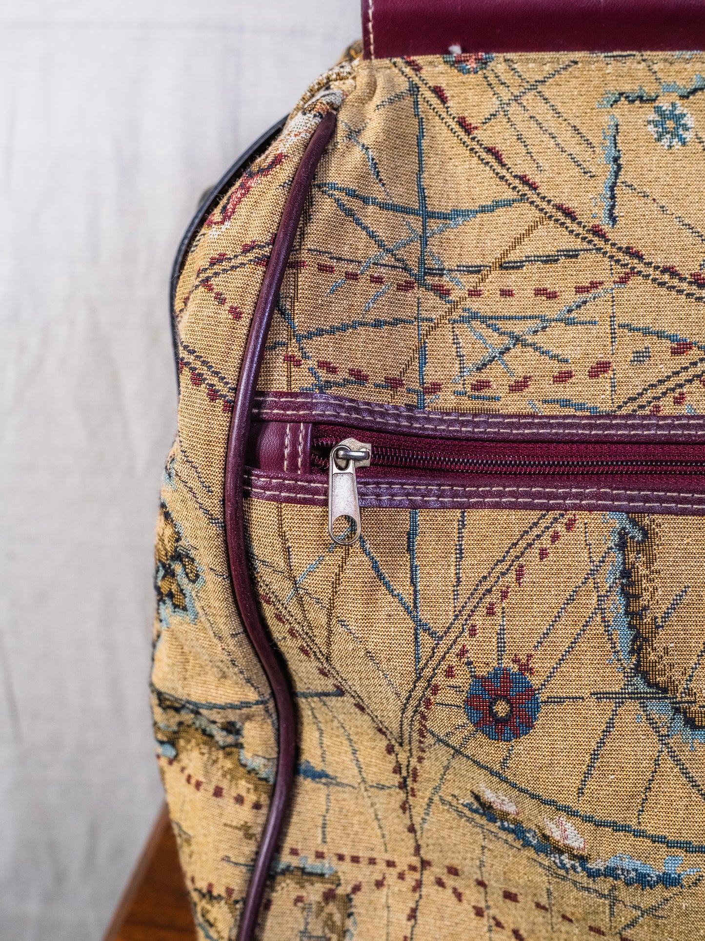 Vintage 1980s Capezio Map Tapestry Luggage Bag