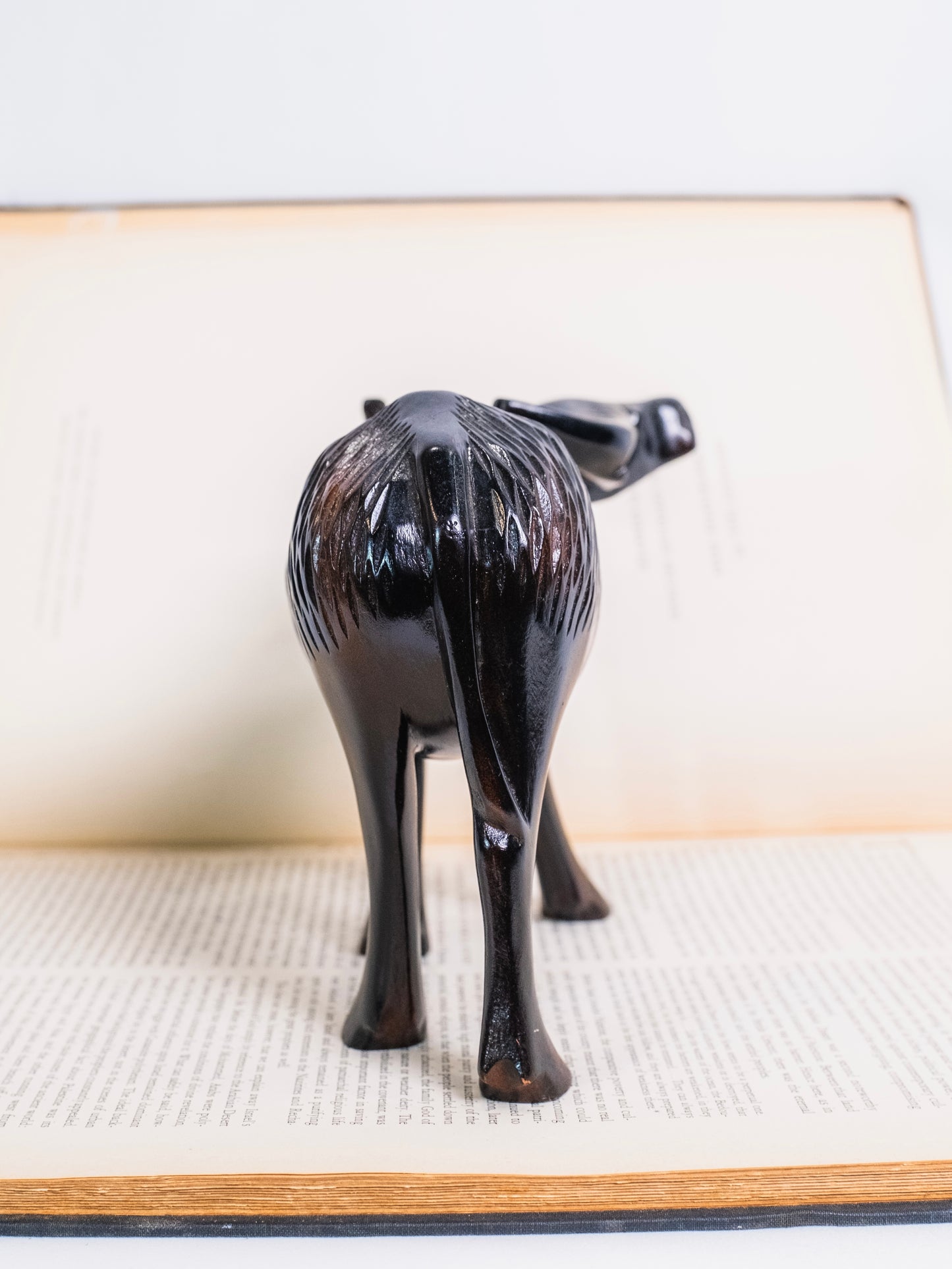 Vintage 1950s Wood-Carved Water Buffalo