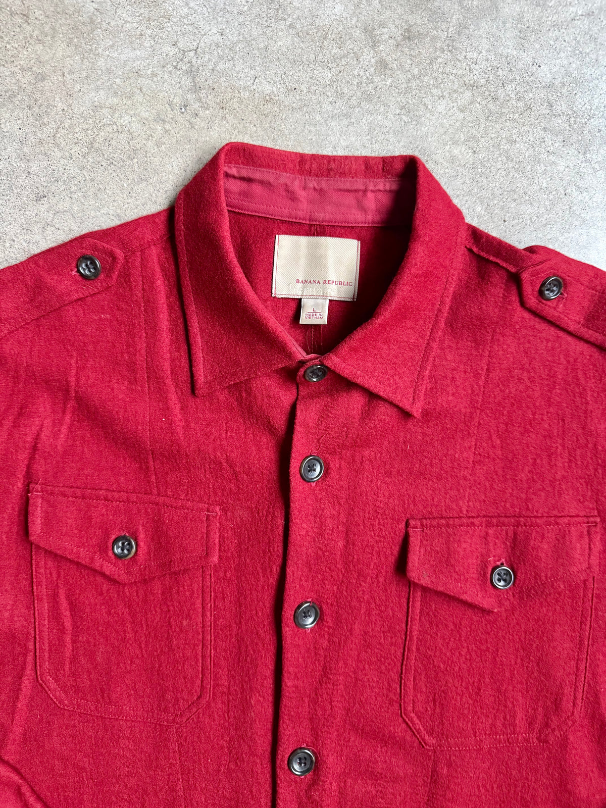 Vintage Banana Republic “Heritage” Red Wool Utility Shirt | Large
