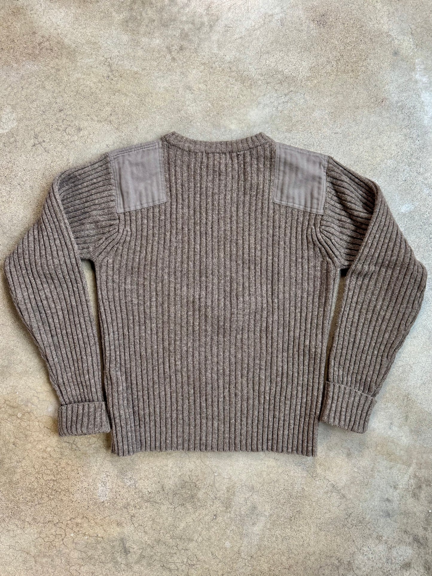Vintage 1990s L.L. Bean Brown Military-Style Merino Wool Sweater | Small