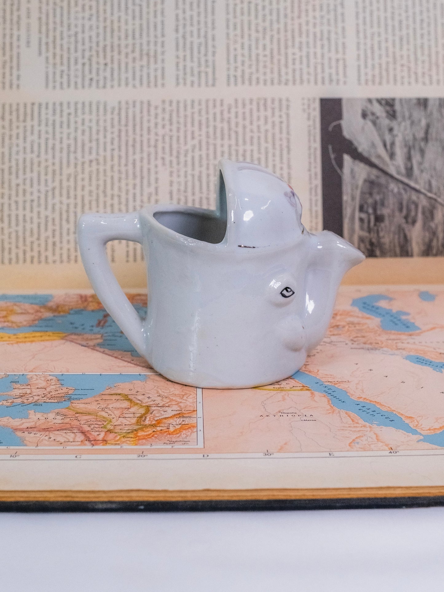 Vintage 1950s Porcelain Baby Elephant Watering Can