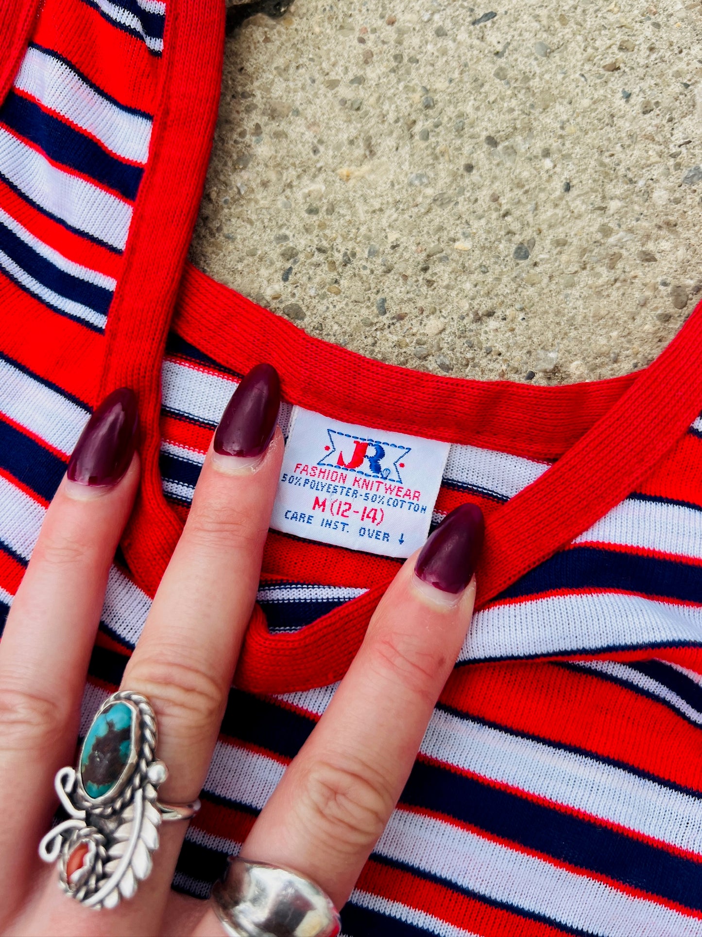 Vintage 1970s Red White & Blue Striped Tank Top | XS/S