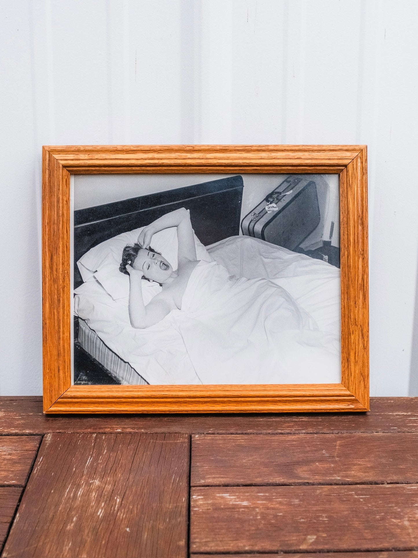 Vintage 1950s Original Black & White Framed Pinup Girls Photographs | Set of 2