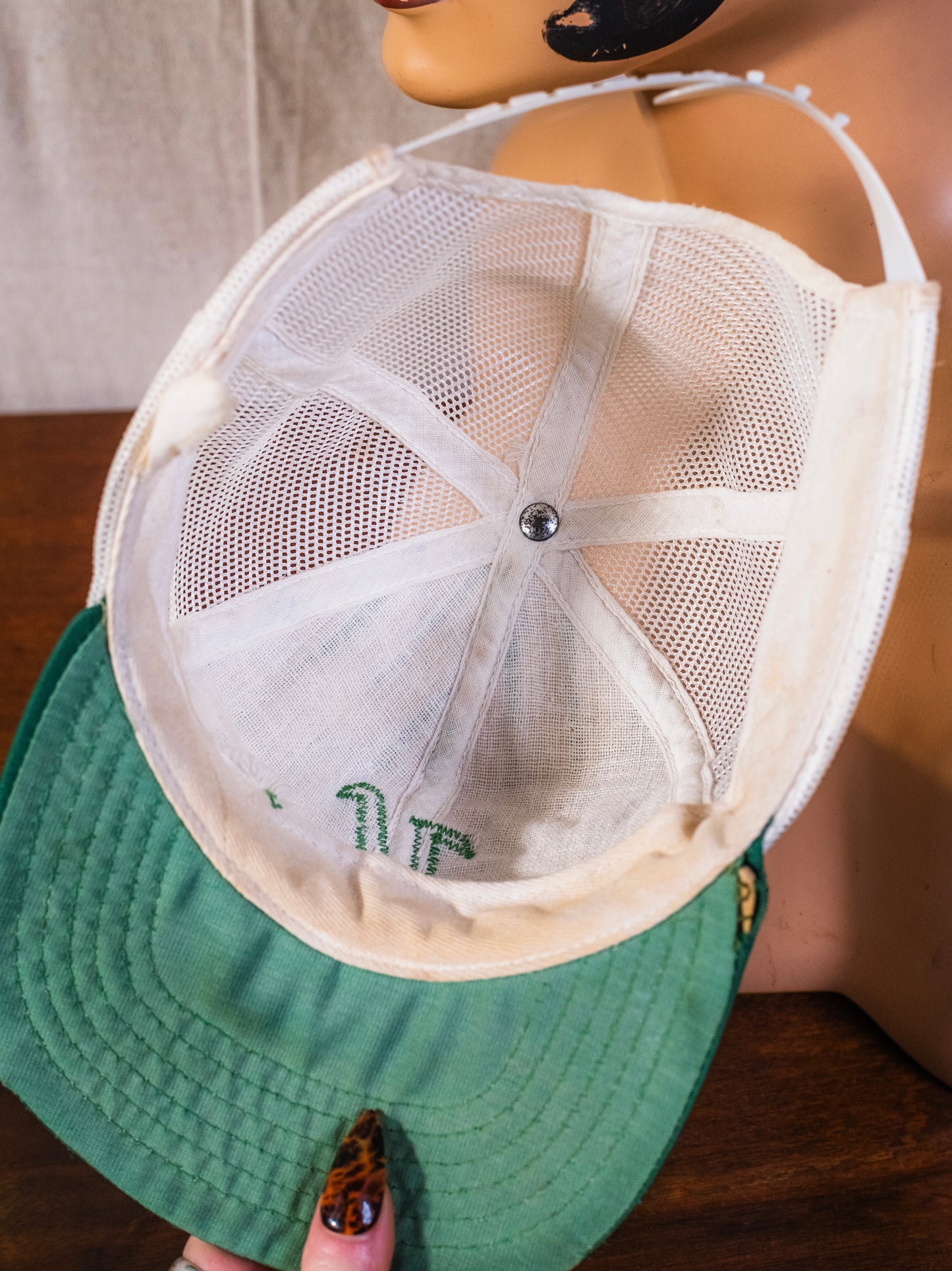 Vintage 1960s Green & White "K" Baseball Cap