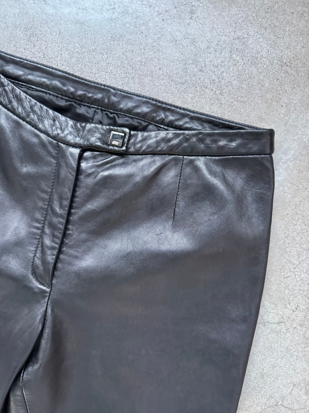 Vintage 1990s/Y2K Siena Studio Black Leather Flare Pants | Waist 30”