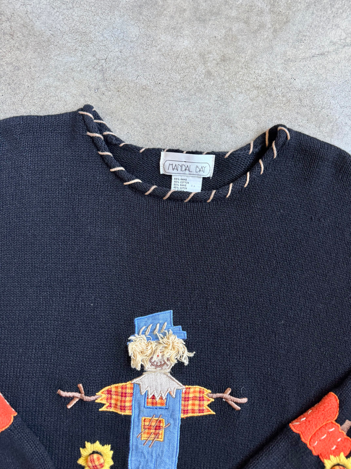 Vintage Mandal Bay Cotton-Blend Scarecrow Sweater | Large