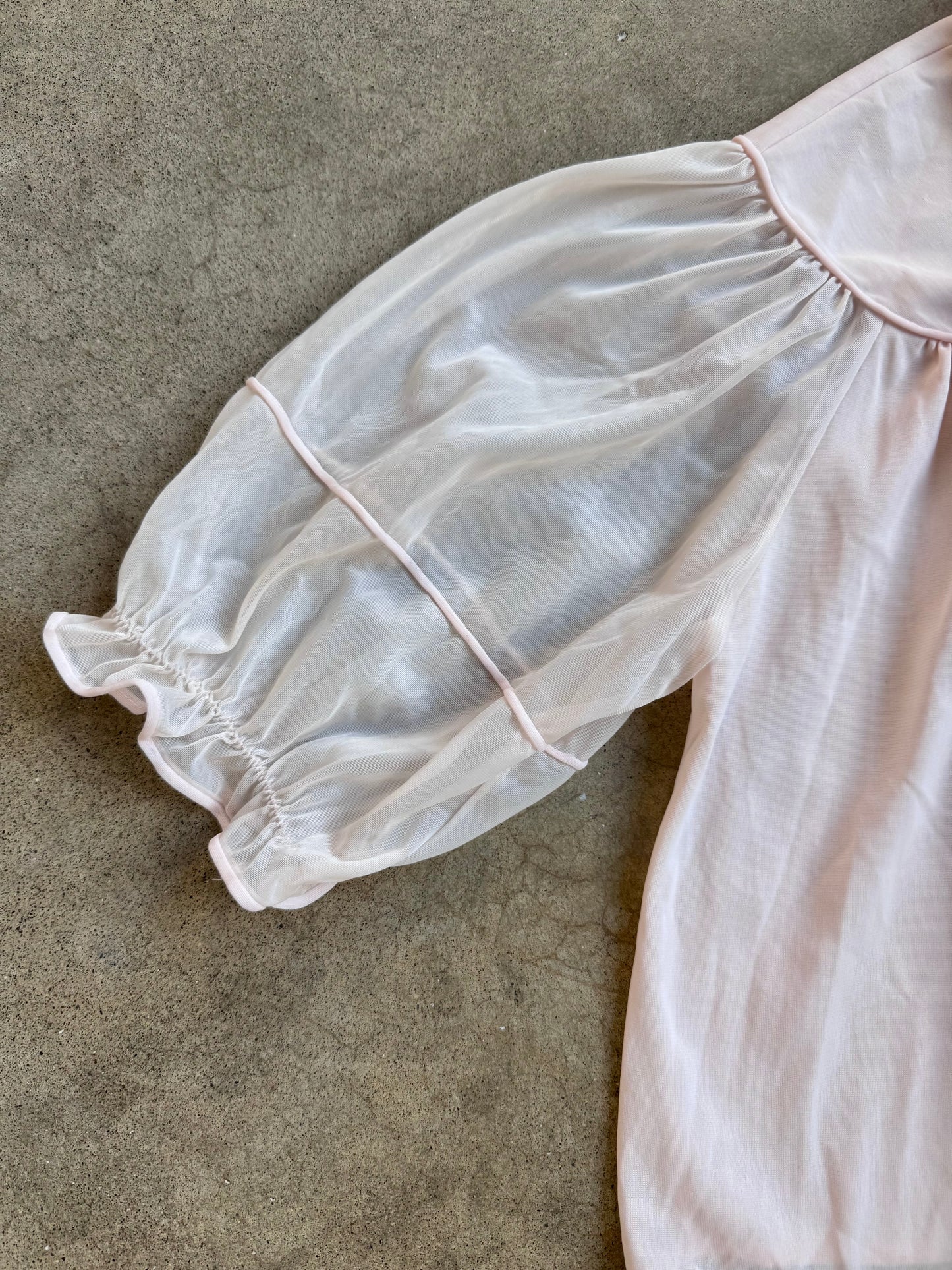 Vintage 1970s Trillium Lingerie Pale Pink Embroidered Bed Jacket | Small