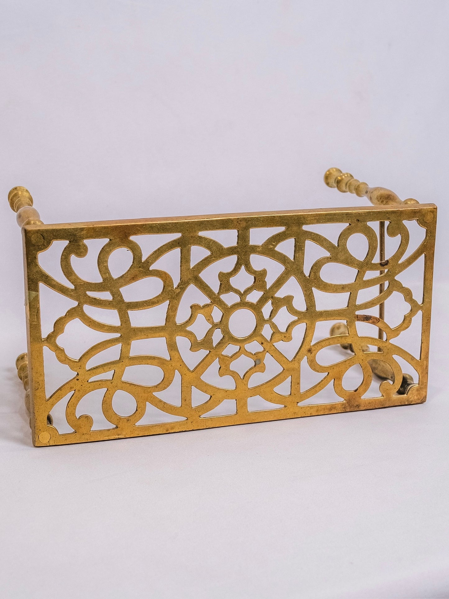 Antique Solid Brass Four-Legged Fireplace Trivet