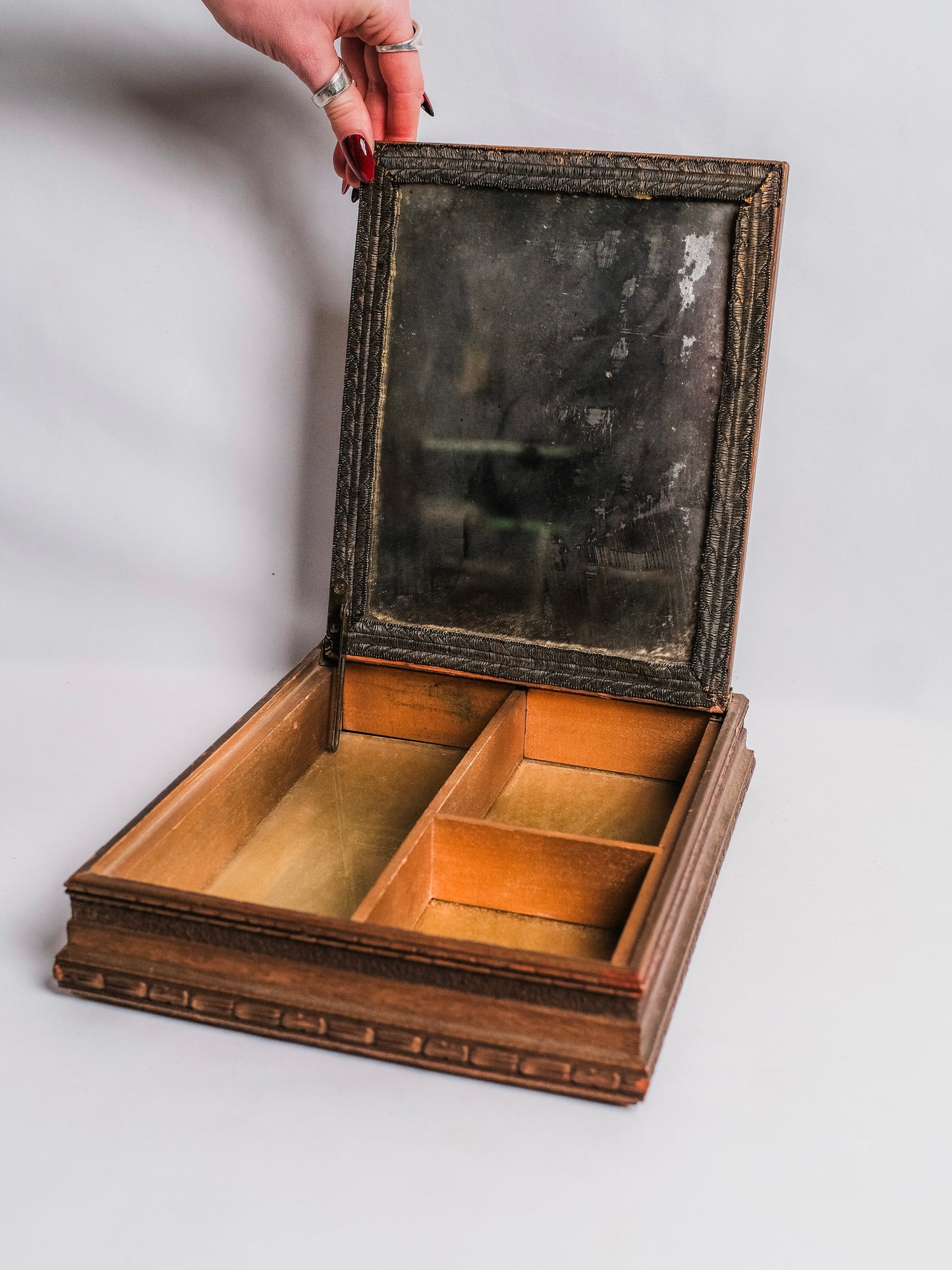 Antique Victorian "La Bonne Mère" Hinged Jewelry Box