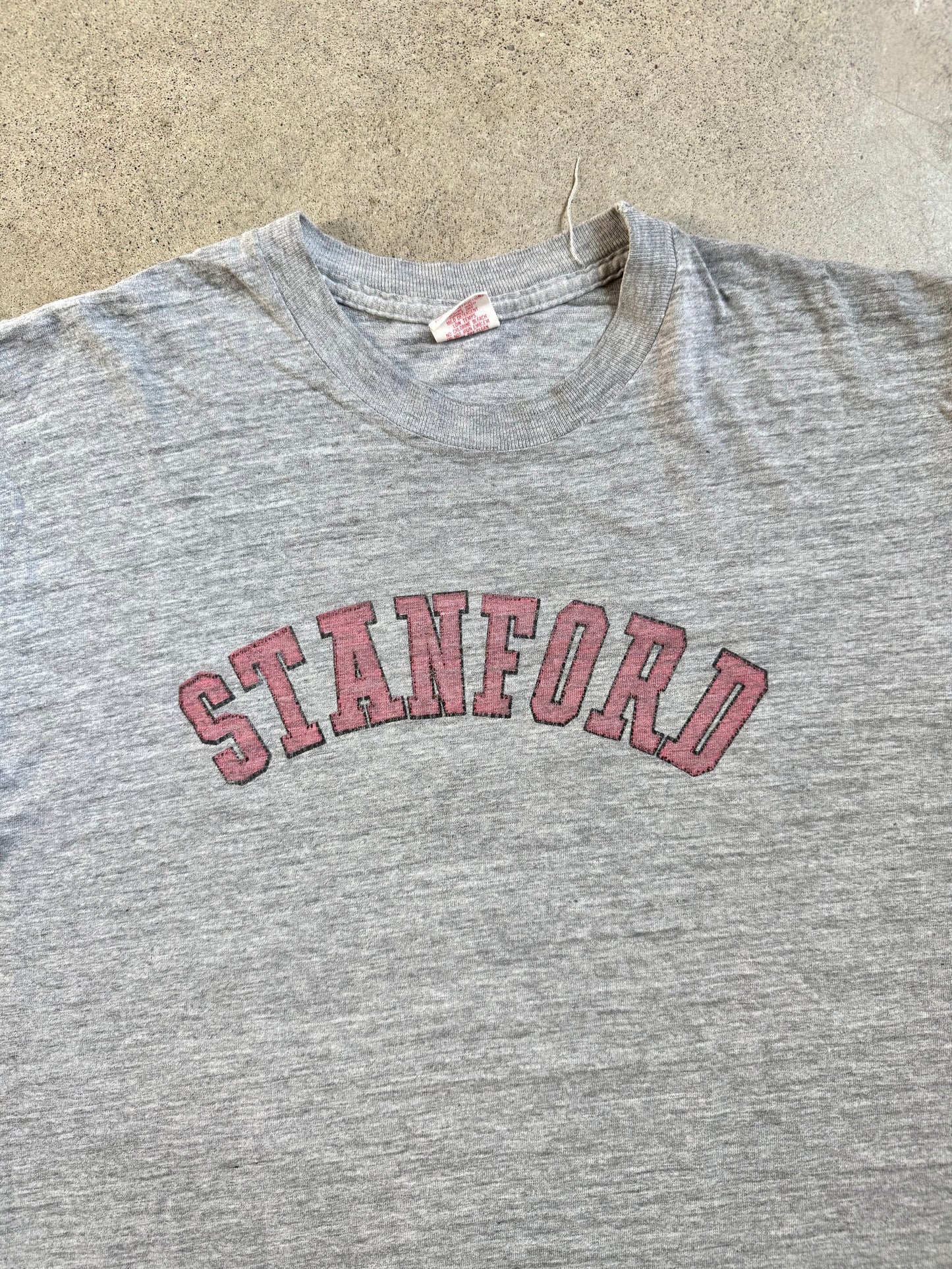 Vintage 1980s Collegiate Pacific Heather Grey Stanford Tee | Large