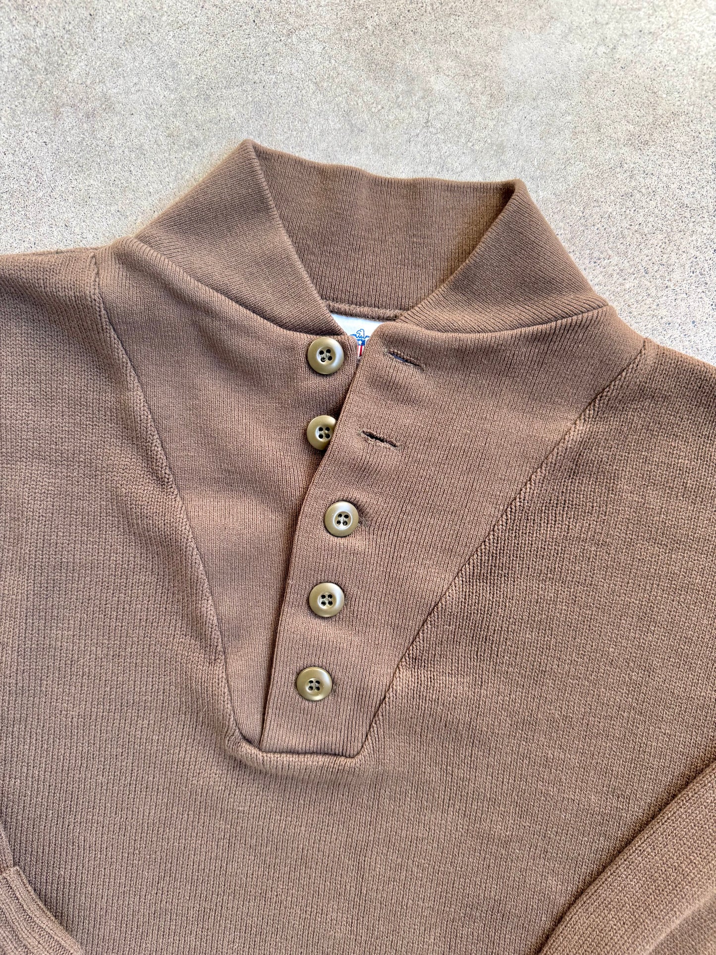Vintage DSCP Military Brown Henley Sweater | Large