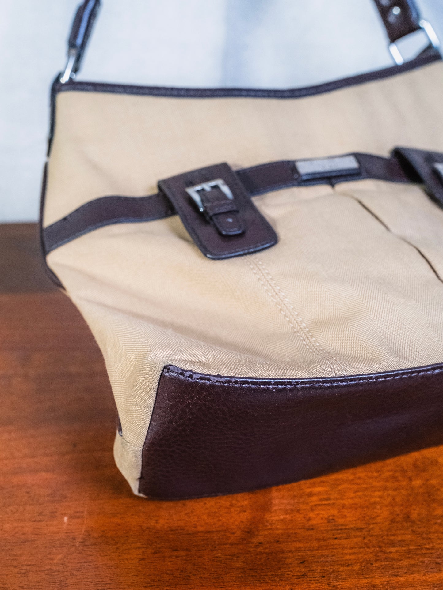 Vintage 1990s Etienne Aigner Canvas & Leather Shoulder Bag