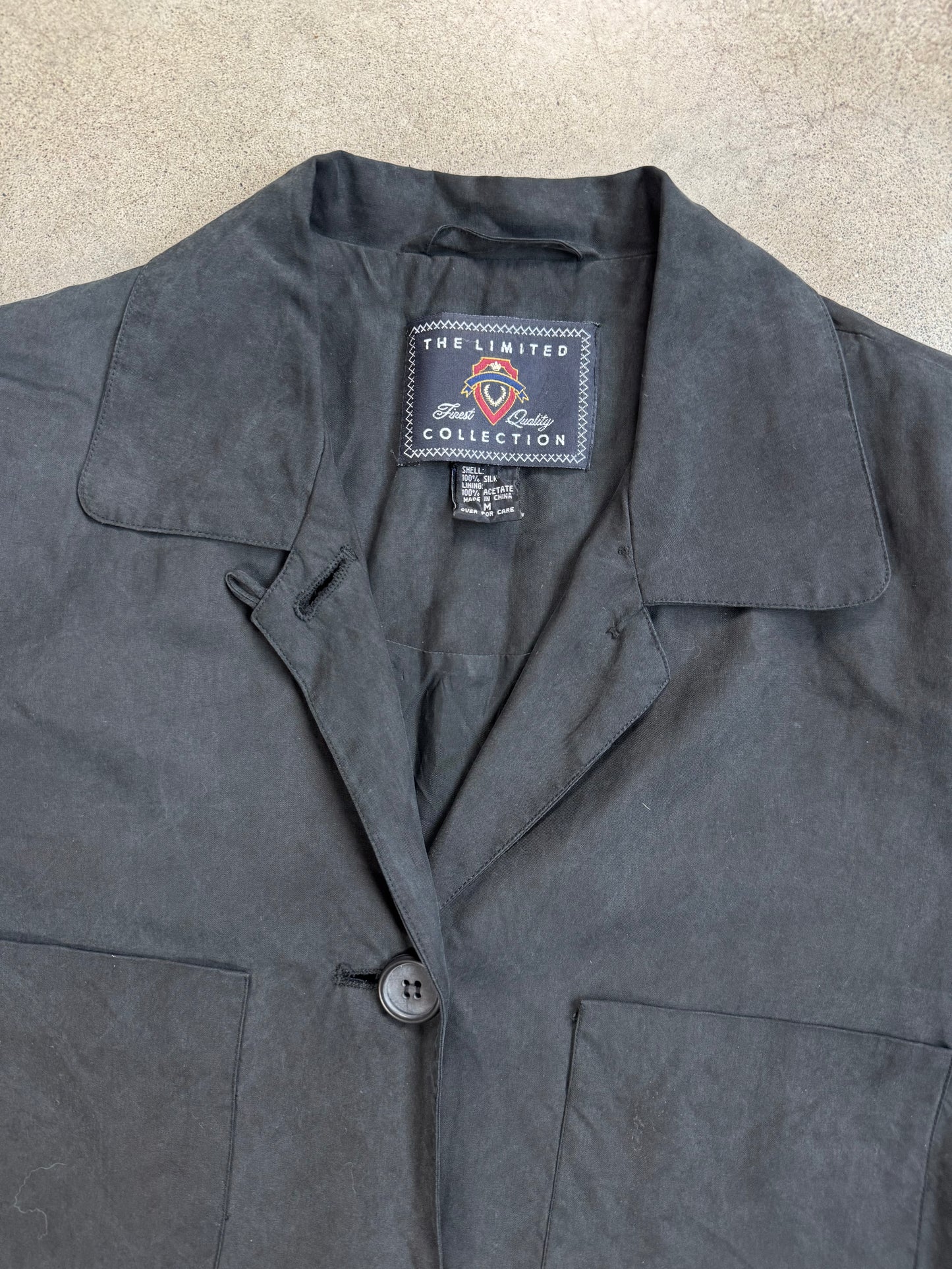 Vintage 1990s The Limited Black Silk Shirt Jacket | Medium