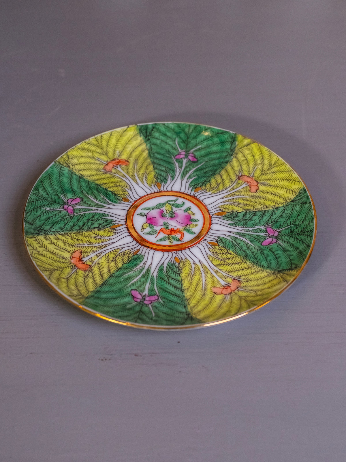 Vintage Chinese Famille Verte “Bok Choy” Porcelain Plate