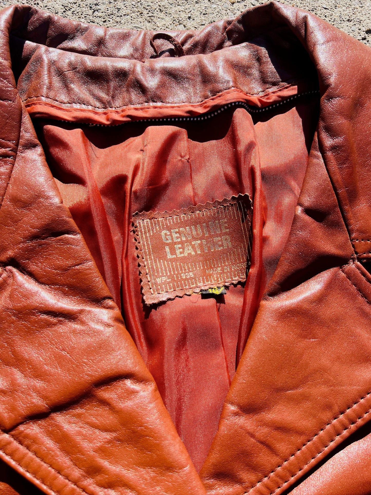 Vintage 1970s Cognac Brown Tie Waist Leather Jacket | M/L