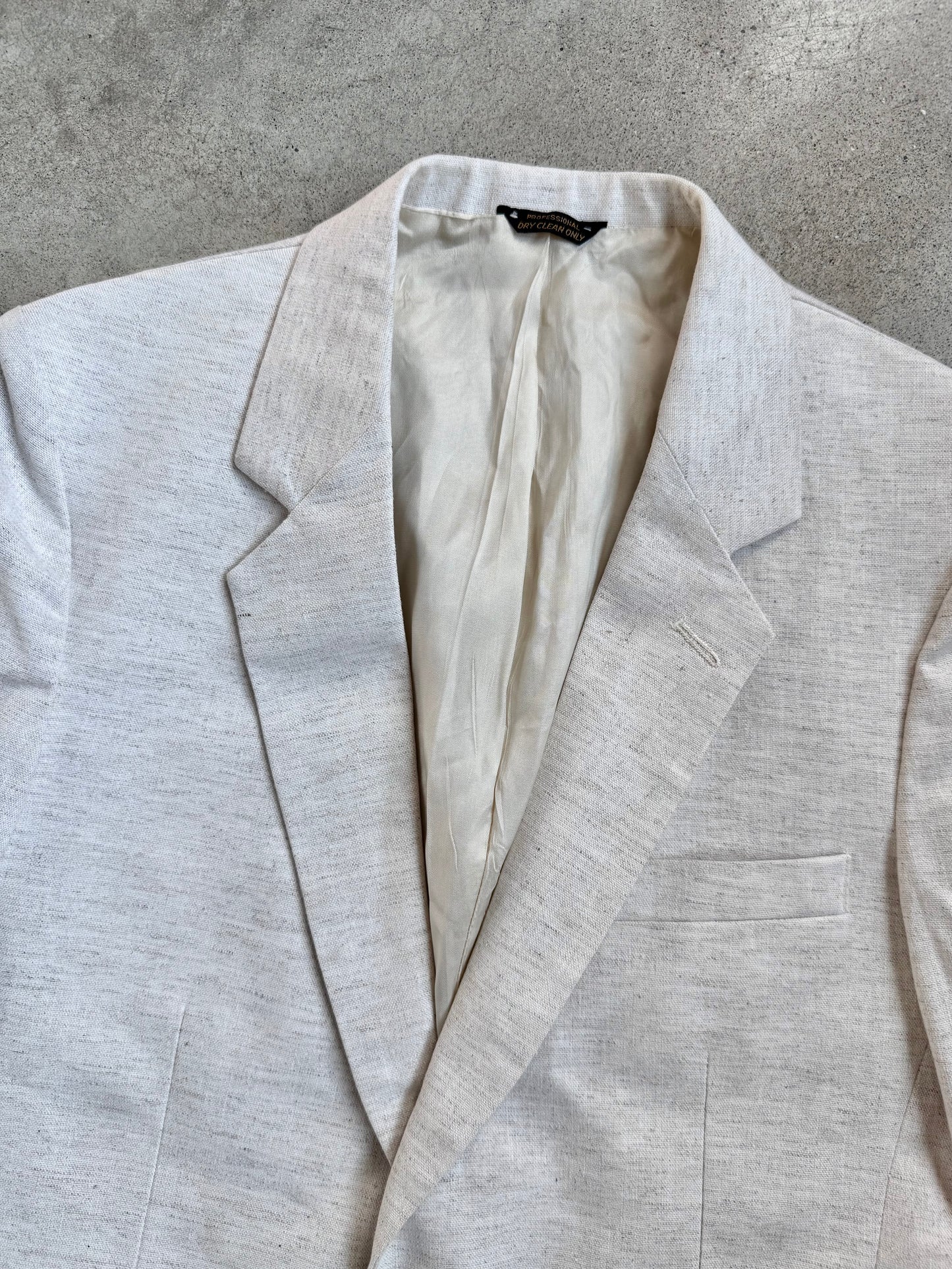 Vintage 1970s Levi's Trimcut Cream Linen Suit Jacket | 40R