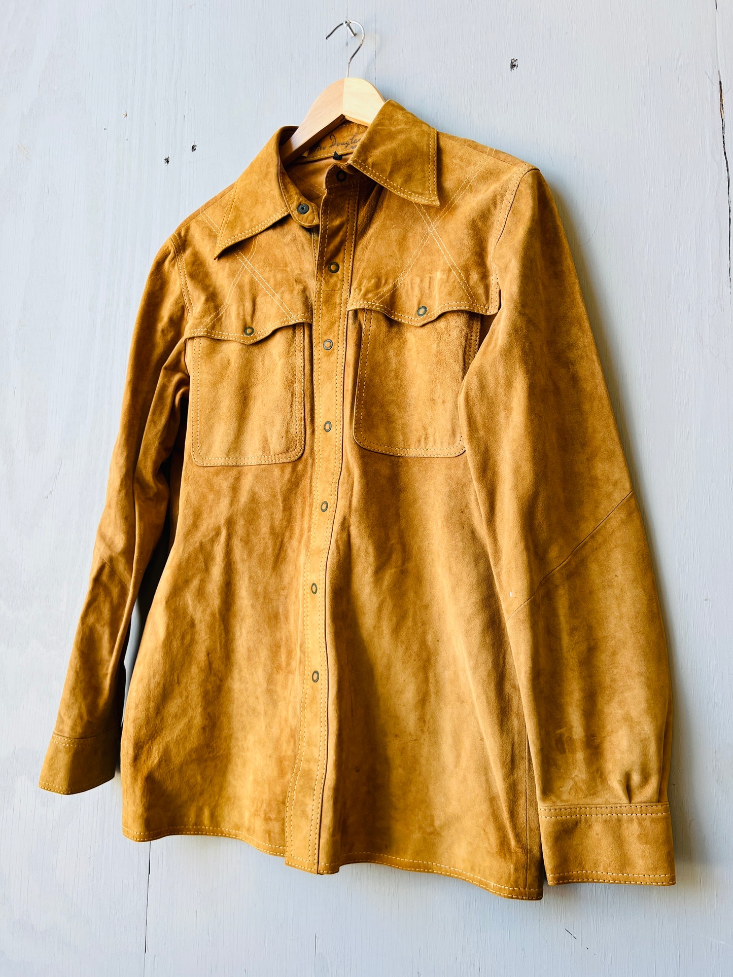 Vintage 1970’s MacDouglas Paris Suede Leather Button Down Shirt