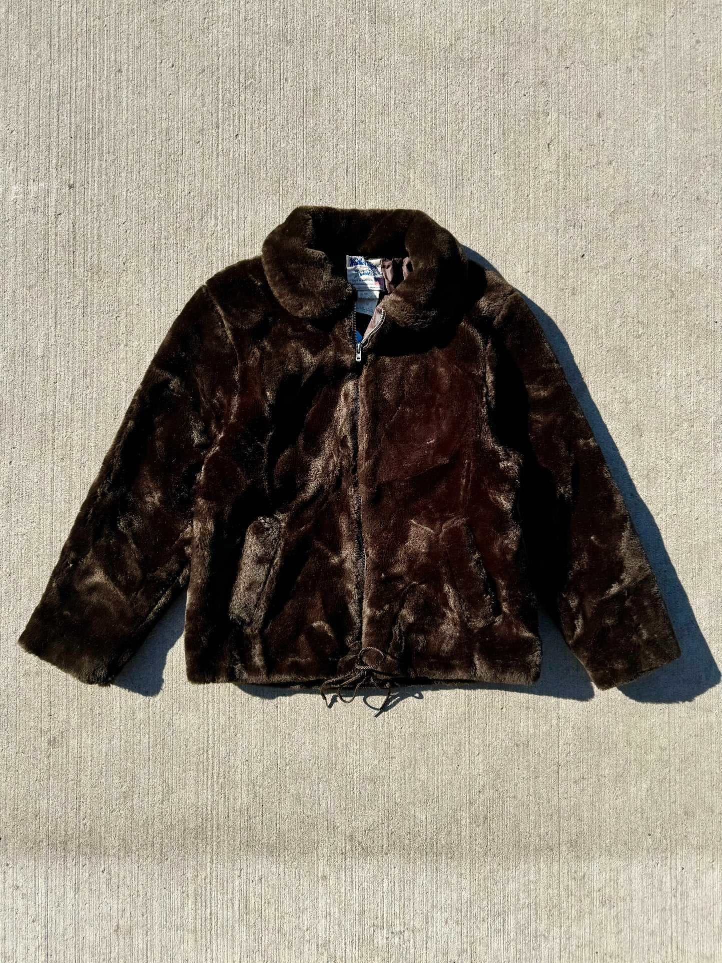 Vintage 1980s Weather Tamer Brown Faux Fur Coat | M/L