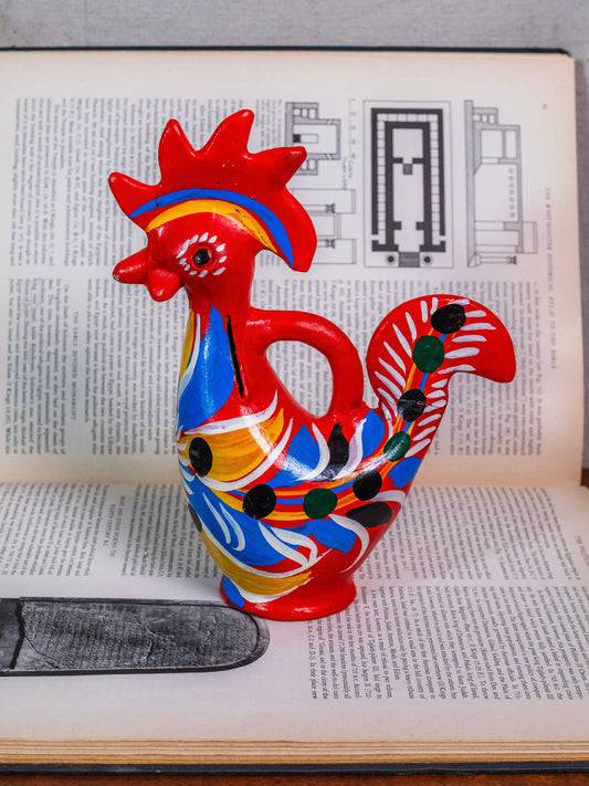 Vintage 1960s Honduran Ceramic Clay Hand-Painted Chicken Bank