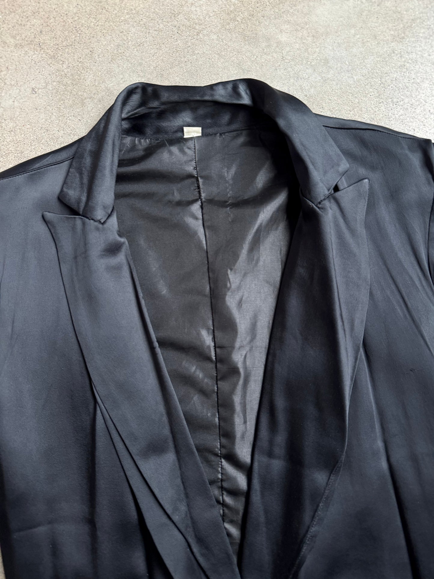 Vintage 1950s Black Satin Kimono-Style Jacket | S/M