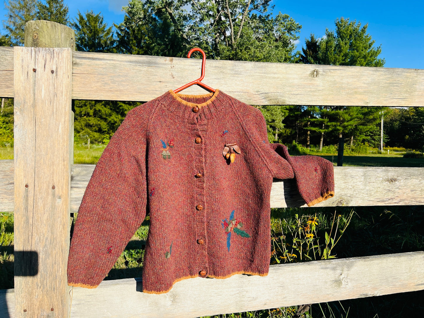 Vintage 1990s Gap Hand-Knit Shetland Wool Cardigan