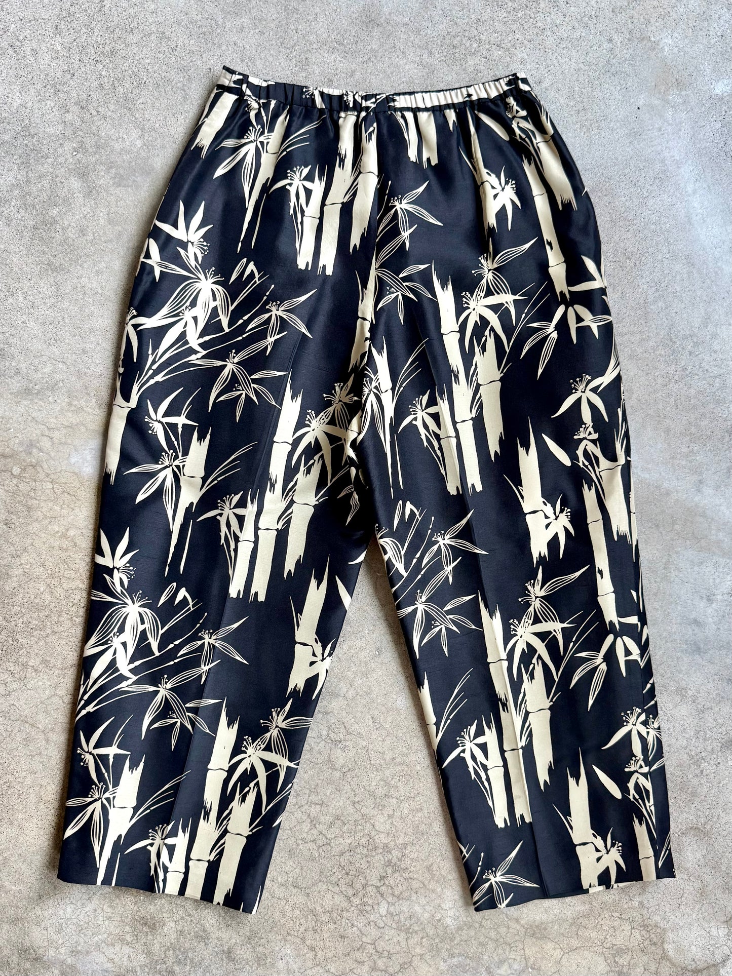 Vintage 1990s Harvé Benard 100% Silk Bamboo Print Two-Piece Set | Small