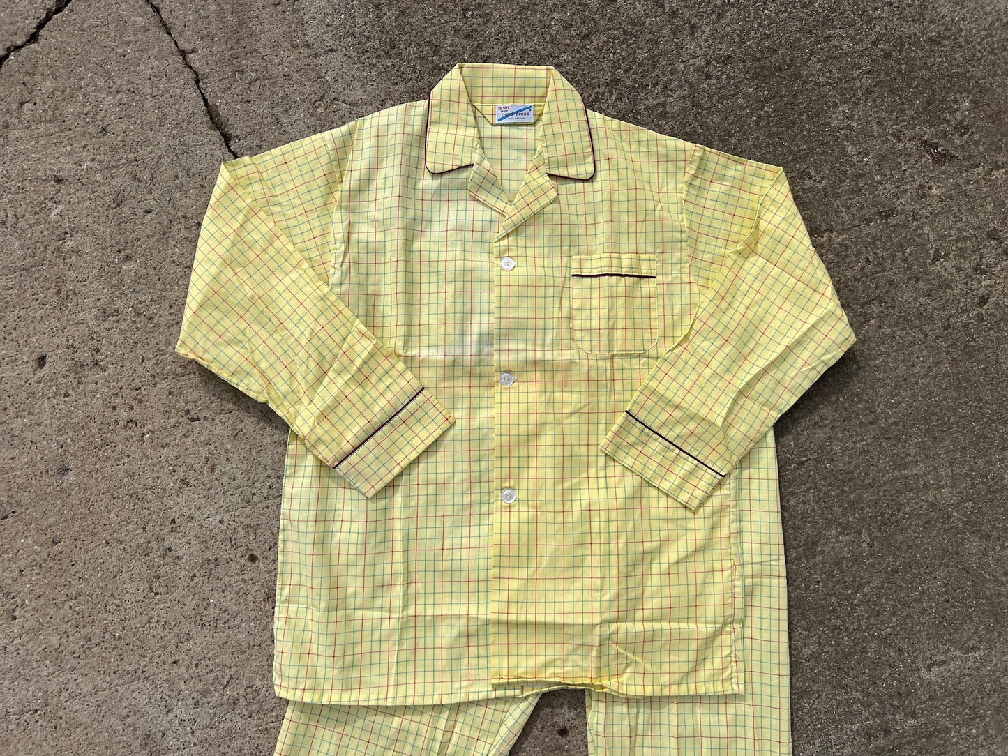 Vintage 1960s B.V.D. Yellow Cotton Pajama Set | Large