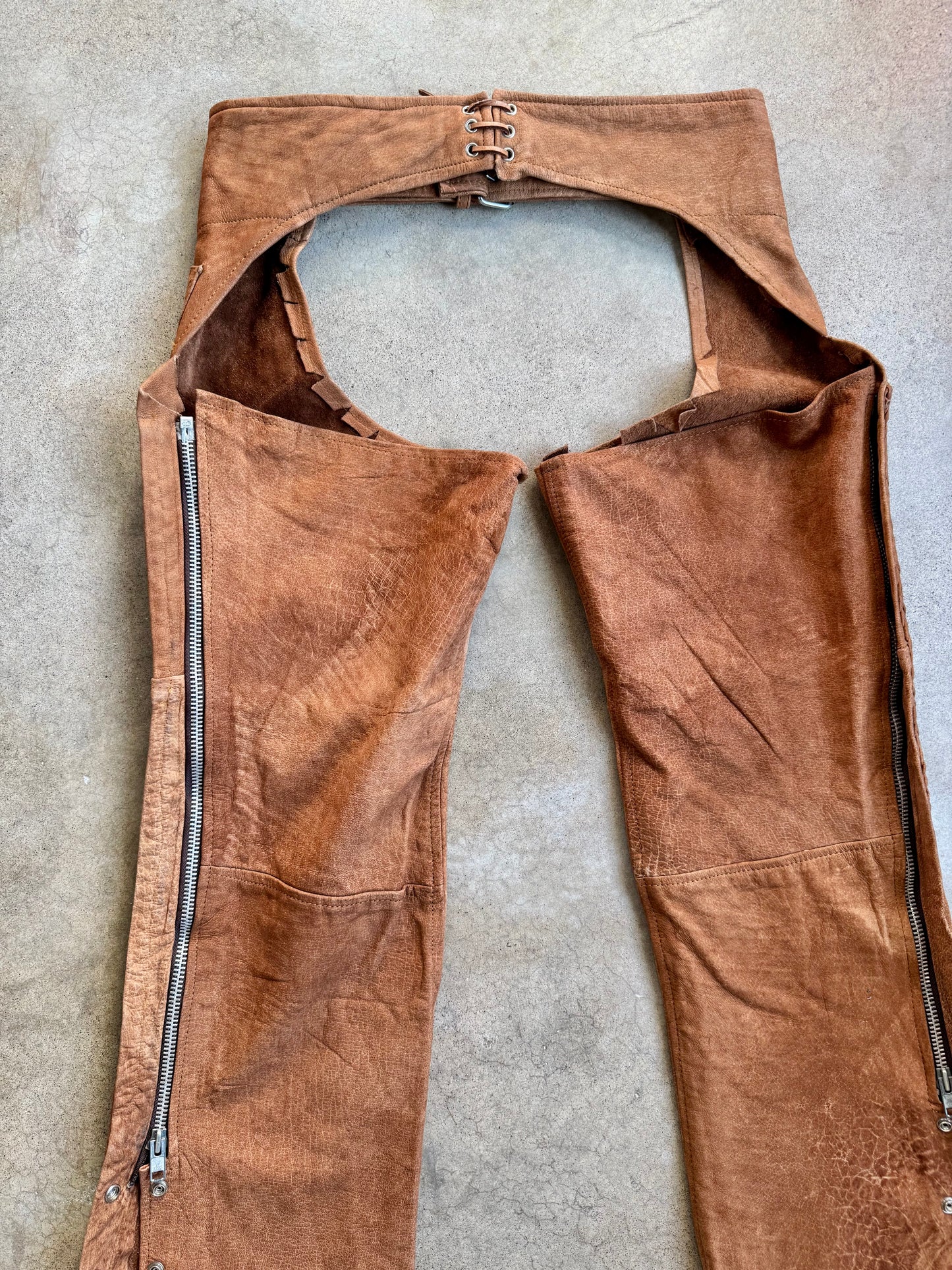 Vintage 1990s Leather Wear Brown Suede Western Chaps | XXL