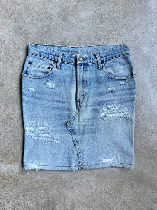 Vintage 1970s/80s Levi’s Distressed Reworked Denim Skirt | Waist 30”
