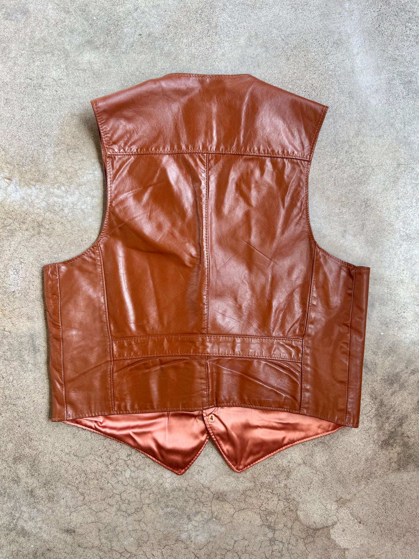 Vintage 1970s JCPenney Brown Leather Vest | 44R