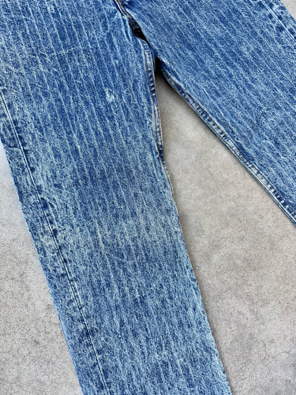 Vintage 1980s Levi’s 501 Pinstripe Acid Wash Straight Leg Jeans | 30x32