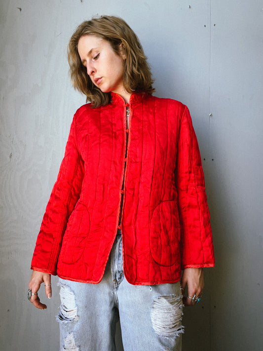 Vintage 1950’s/60’s Red Quilted Silk House Coat