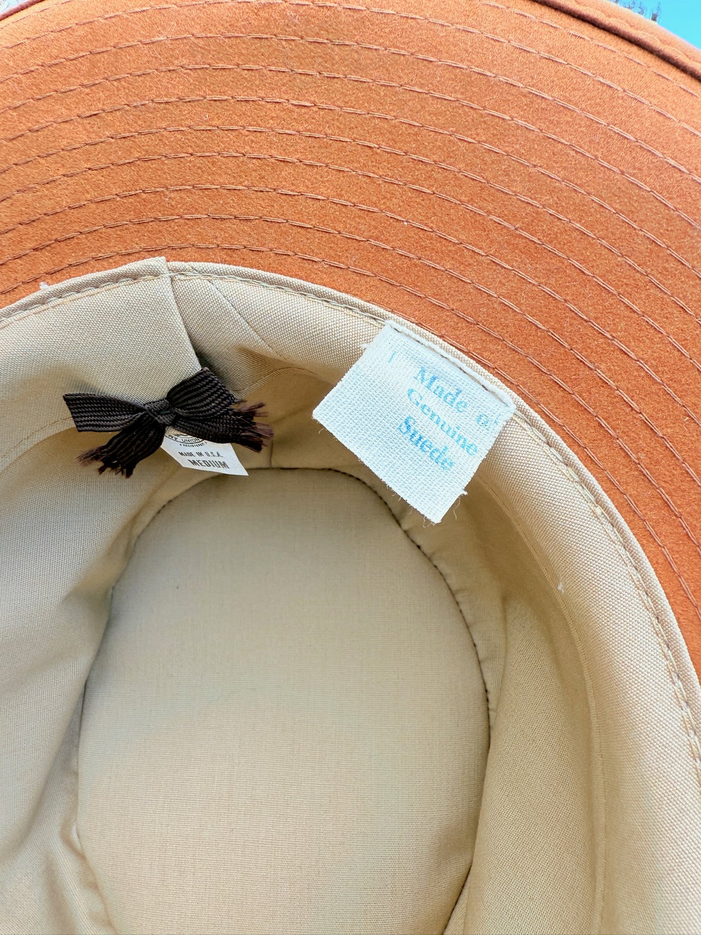 Vintage 1970s Brown Suede Leather Hat