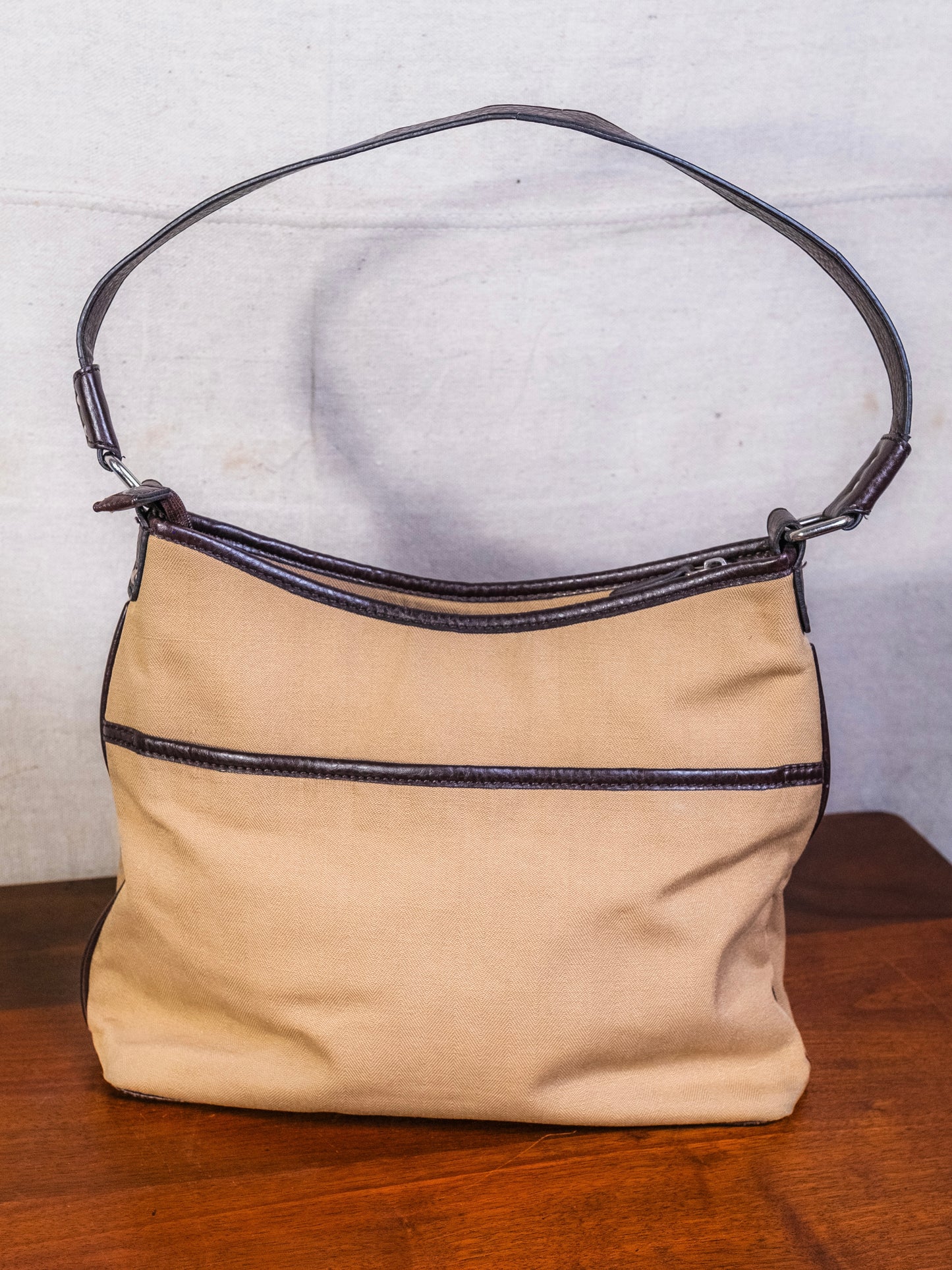Vintage 1990s Etienne Aigner Canvas & Leather Shoulder Bag