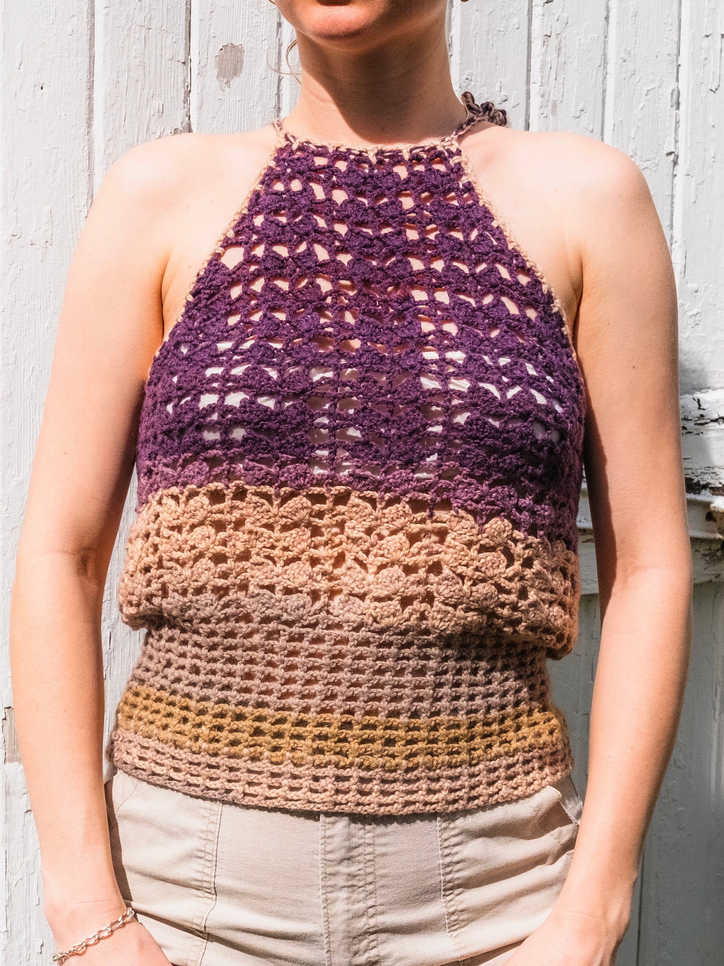 Vintage 1970s/80s Handmade Crochet Halter Top | Medium