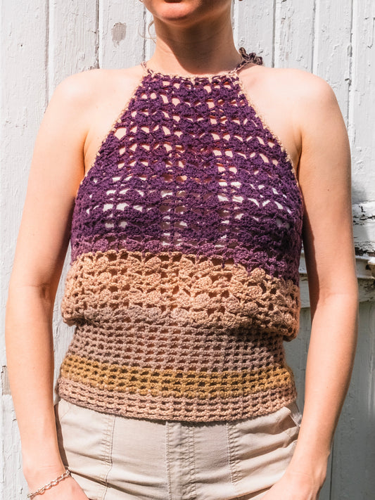 Vintage 1970s/80s Handmade Crochet Halter Top | Medium